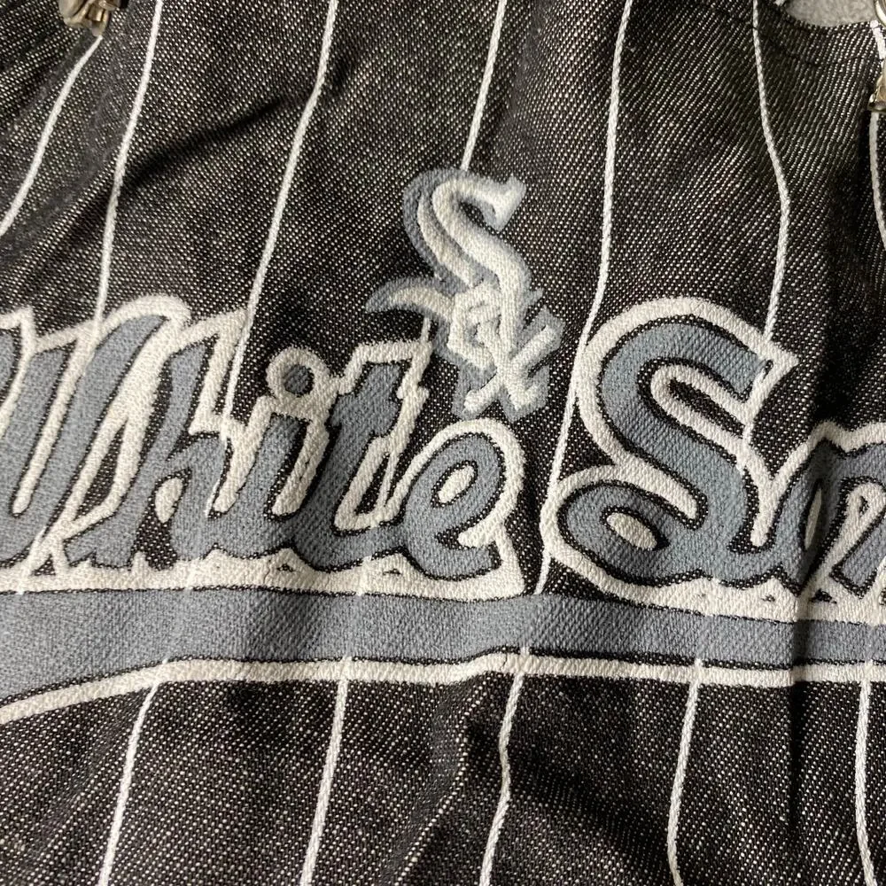 Vintage 90s Pinstripe White Sox Kids Overalls Size Large 12/14 Unisex